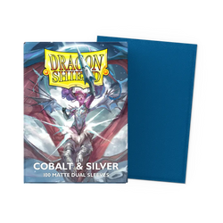 Dragon Shield - 100 Matte Textured Back Dual Sleeves - Cobalt & Silver - Standard Size
