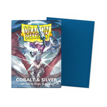 Dragon Shield - 100 Matte Textured Back Dual Sleeves - Cobalt & Silver - Standard Size
