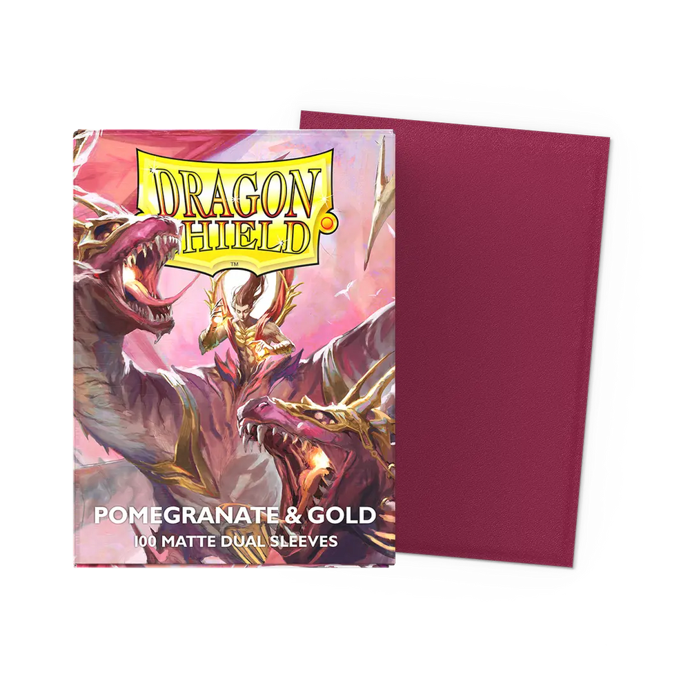 Dragon Shield - 100 Matte Textured Back Dual Sleeves - Pomegranate & Gold - Standard Size